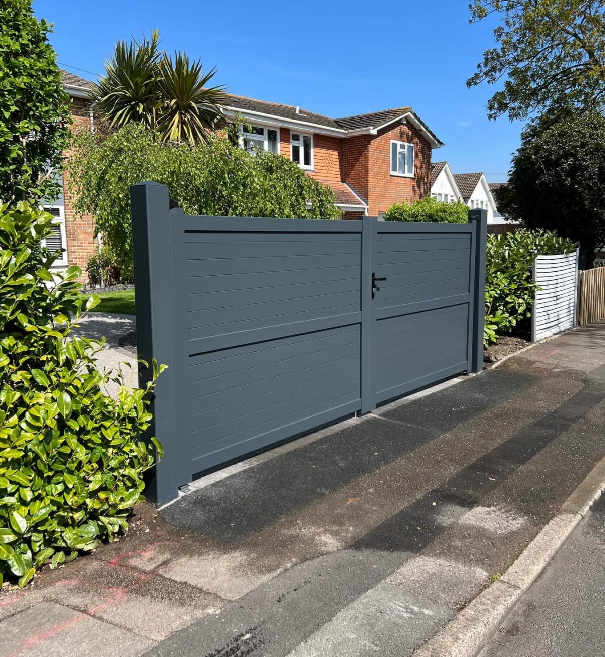 Large opaque driveway gates