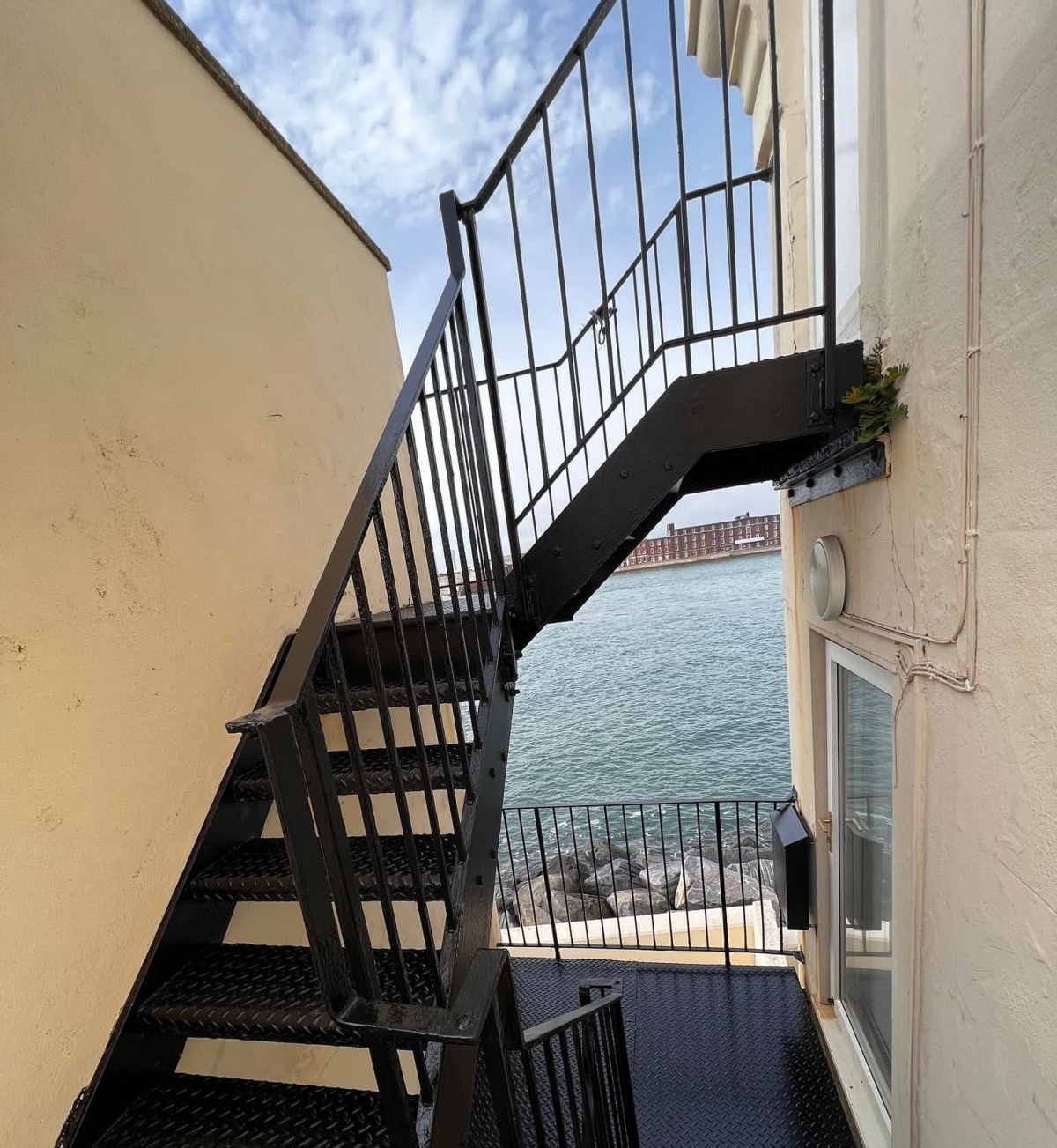 Round House Tower Apartments fire escape in old Portsmouth